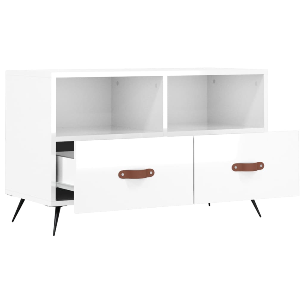 vidaXL TV-Schrank Hochglanz-Weiß 80x36x50 cm Holzwerkstoff