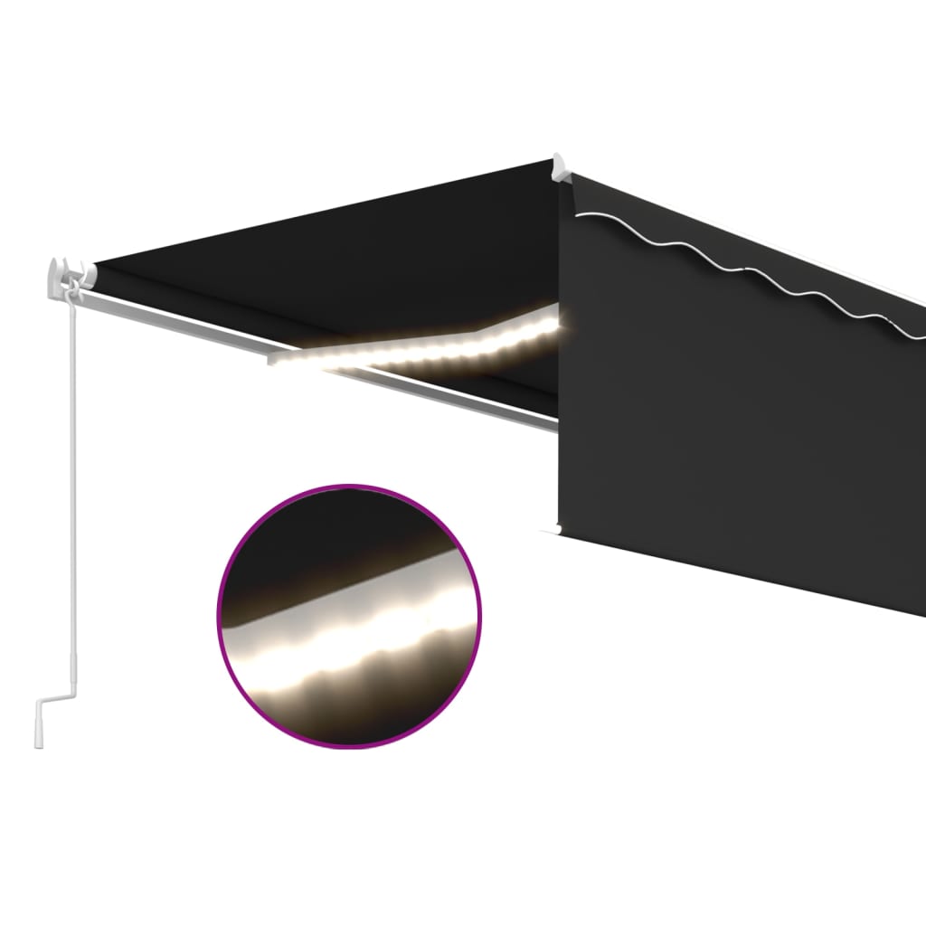 vidaXL Markise Manuell Einziehbar mit Rollo & LED 5x3 m Anthrazit