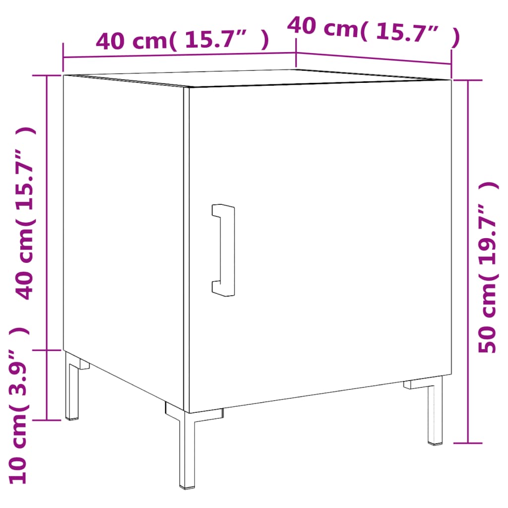 vidaXL Nachttisch Braun Eichen-Optik 40x40x50 cm Holzwerkstoff