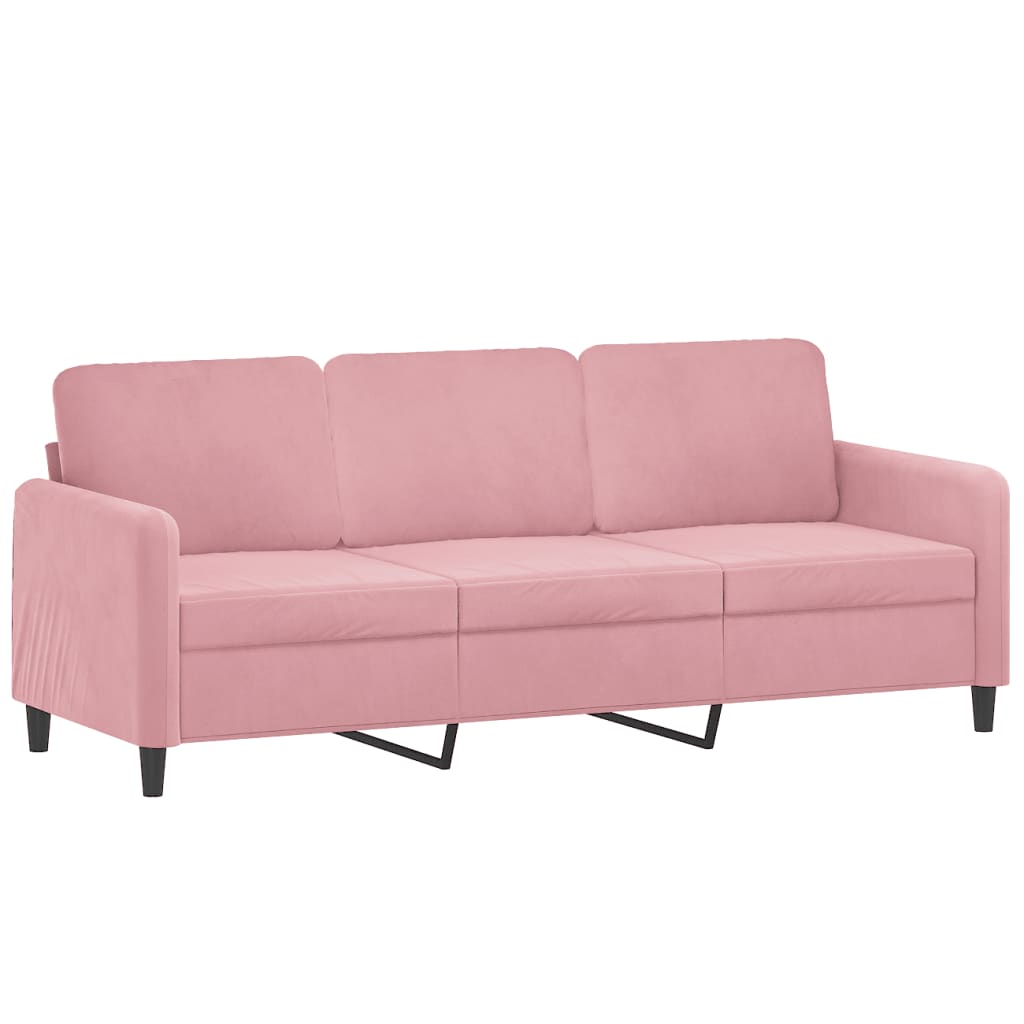 vidaXL 3-Sitzer-Sofa mit Hocker Rosa 180 cm Samt