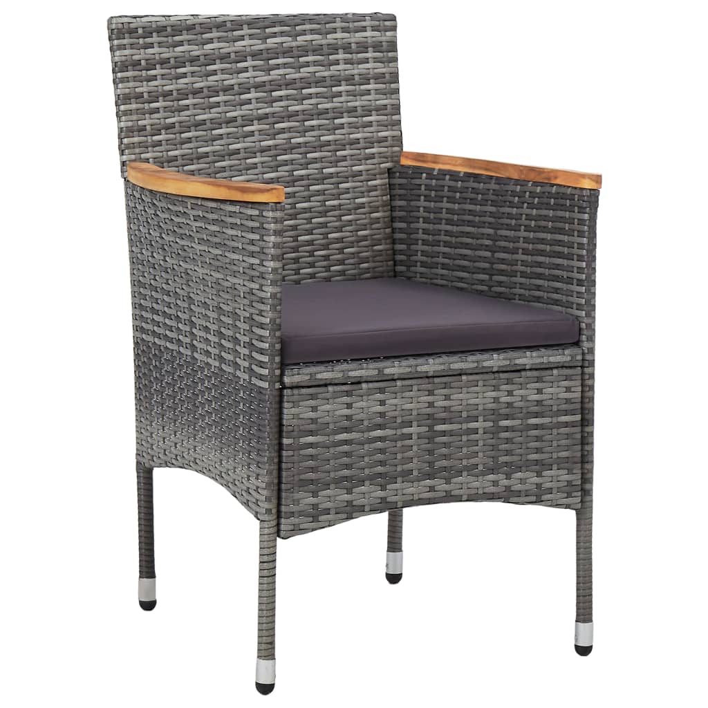 vidaXL Garten-Essstühle 2 Stk. Poly Rattan Grau