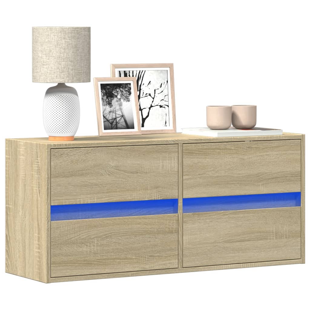 vidaXL TV-Wandschrank mit LED-Beleuchtung Sonoma-Eiche 100x31x45 cm