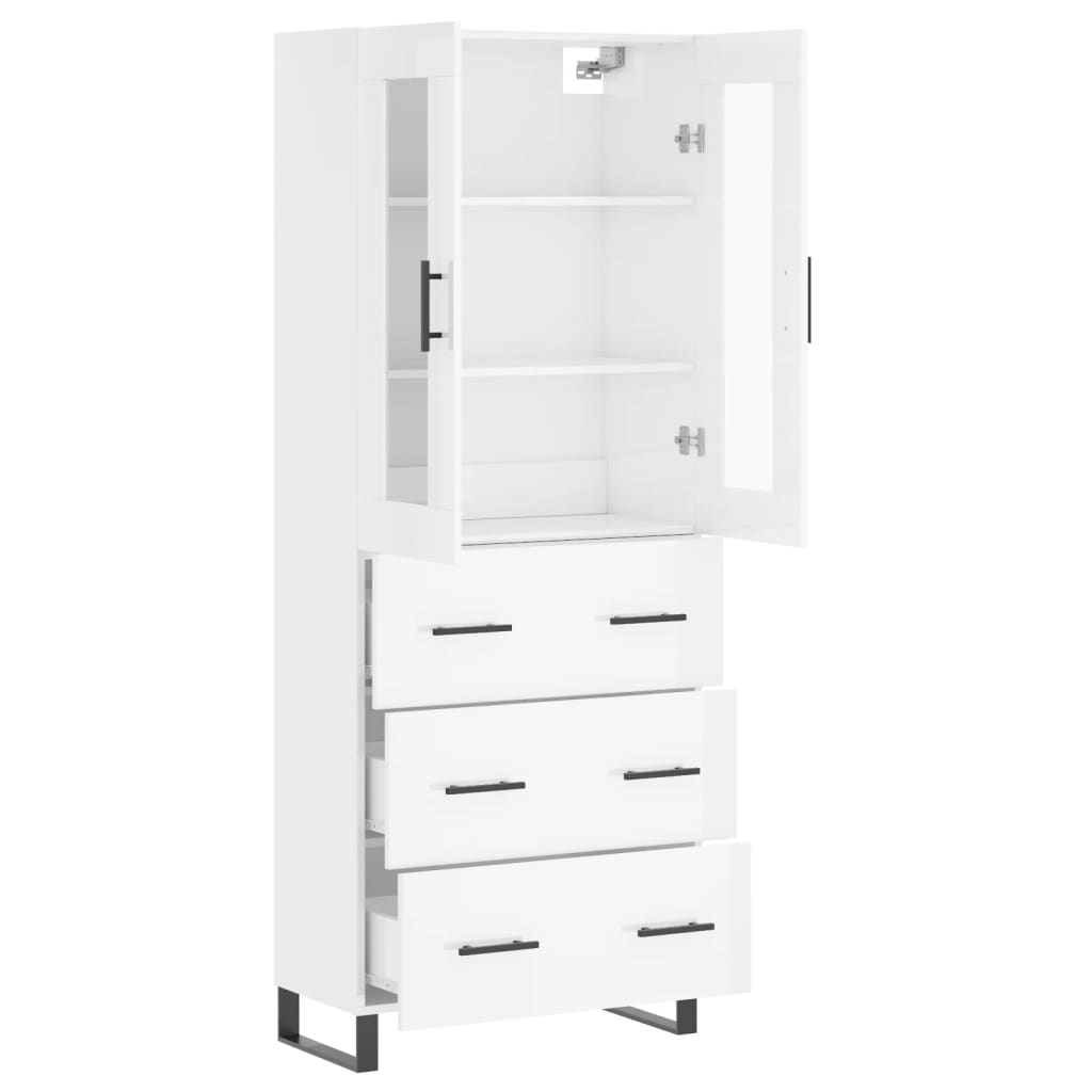 vidaXL Highboard Hochglanz-Weiß 69,5x34x180 cm Holzwerkstoff