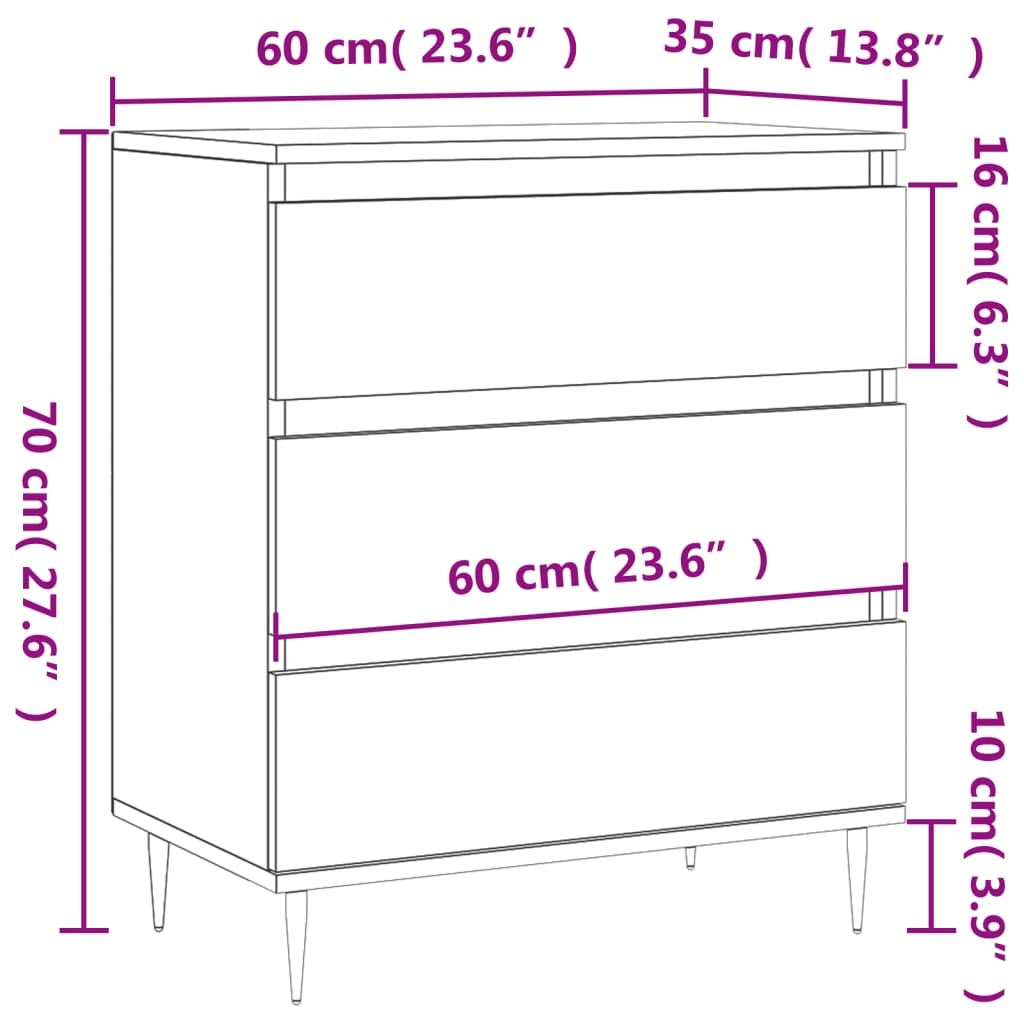 vidaXL Sideboard Weiß 60x35x70 cm Holzwerkstoff