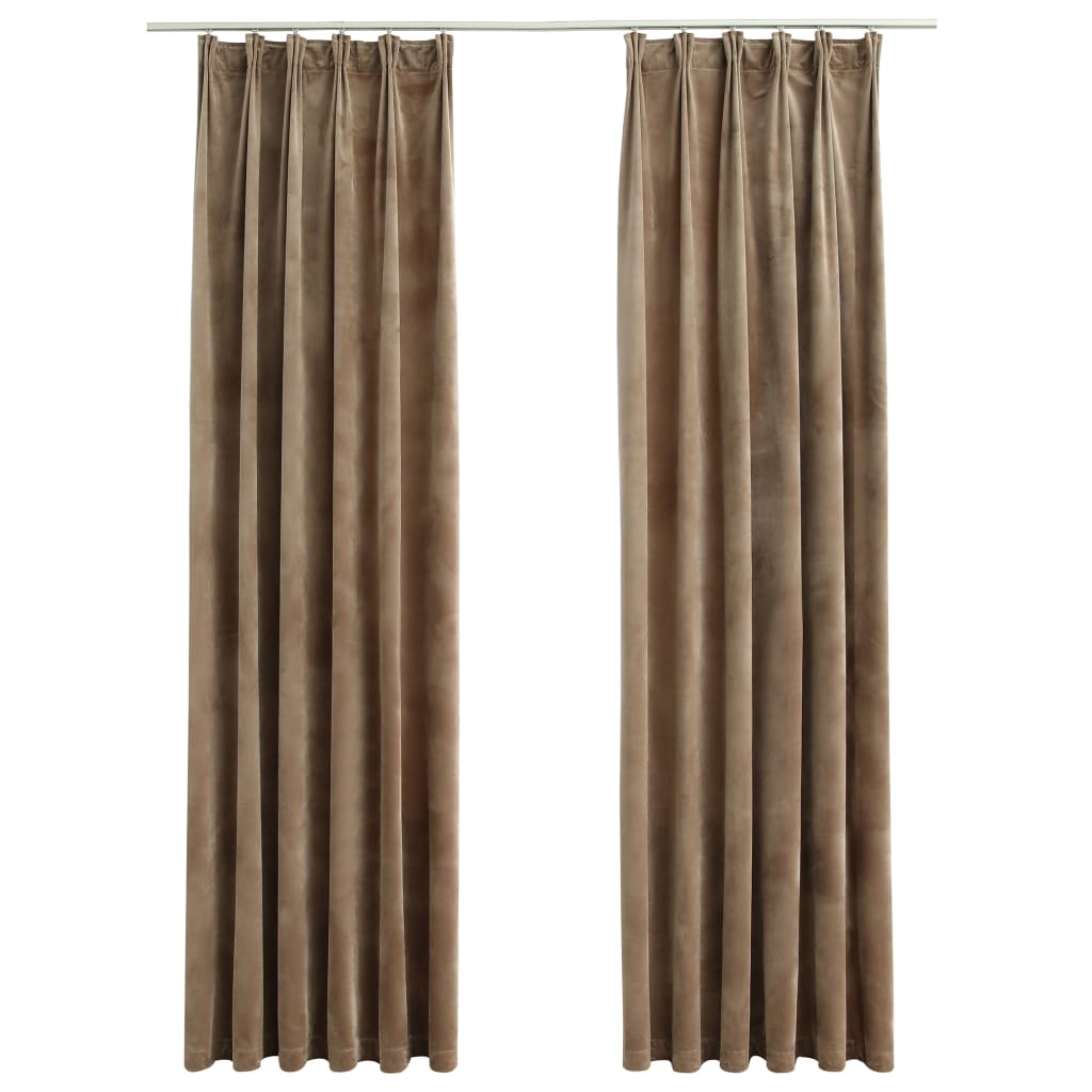 vidaXL Verdunkelungsvorhänge mit Haken 2 Stk. Samt Beige 140x225 cm