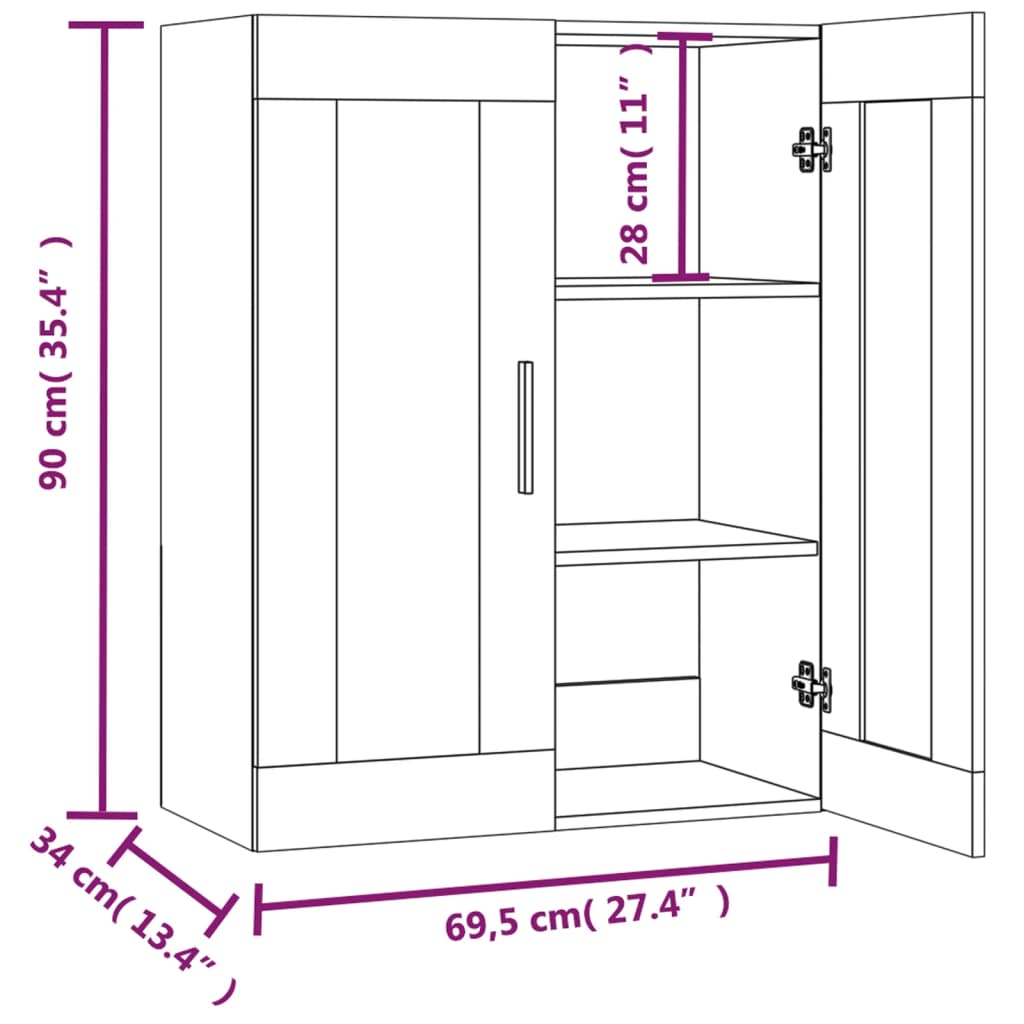 vidaXL Hängeschrank Räuchereiche 69,5x34x90 cm