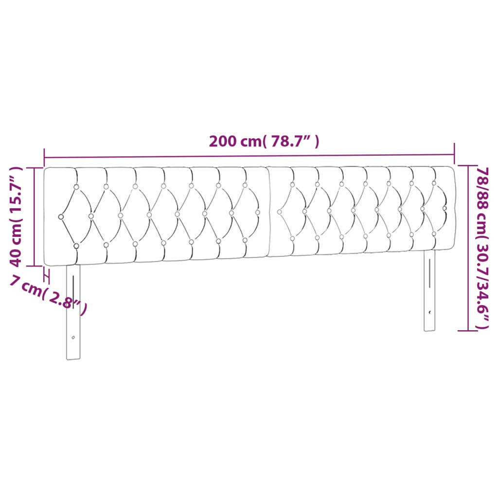 vidaXL LED Kopfteil Hellgrau 200x7x78/88 cm Stoff