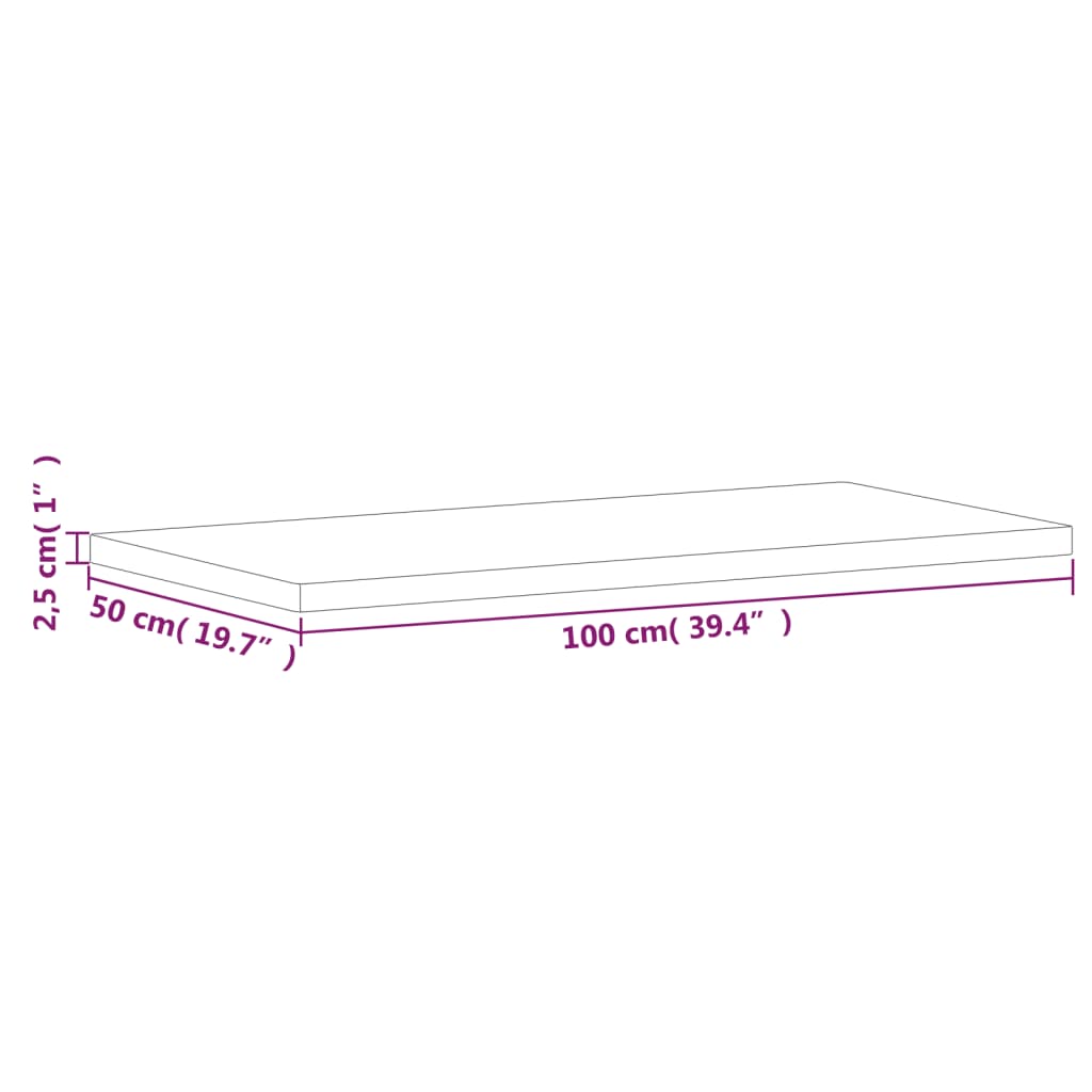 vidaXL Tischplatte 100x50x2,5 cm Rechteckig Massivholz Buche