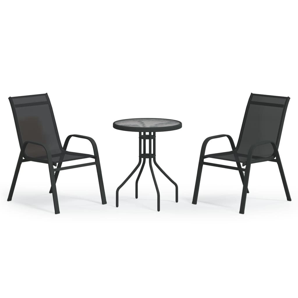 vidaXL 3-tlg. Garten-Bistro-Set Schwarz