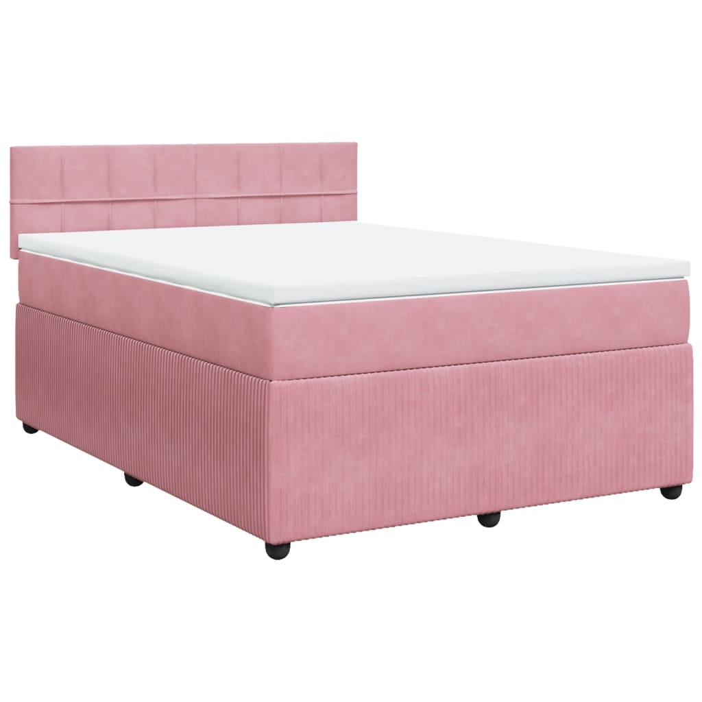 vidaXL Boxspringbett mit Matratze Rosa 140x200 cm Samt