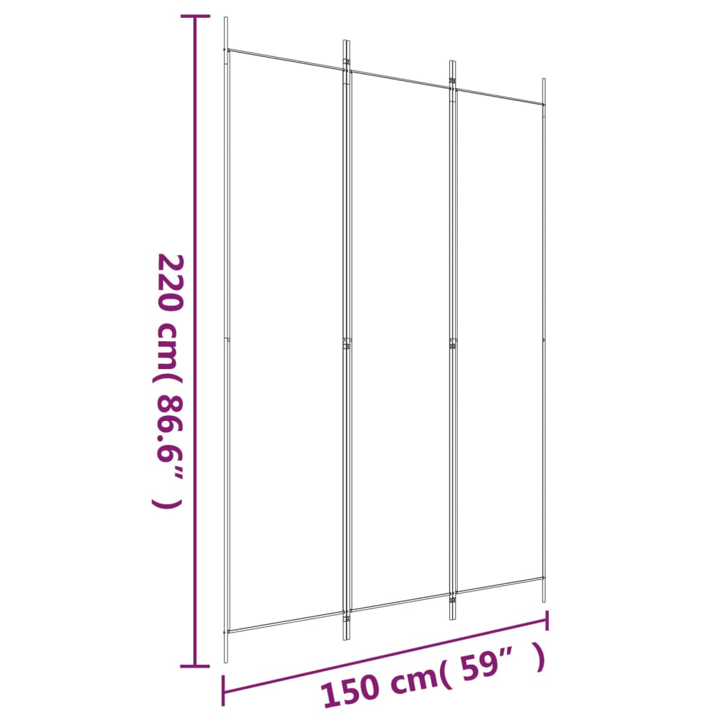 vidaXL 3-tlg. Paravent Braun 150x220 cm Stoff