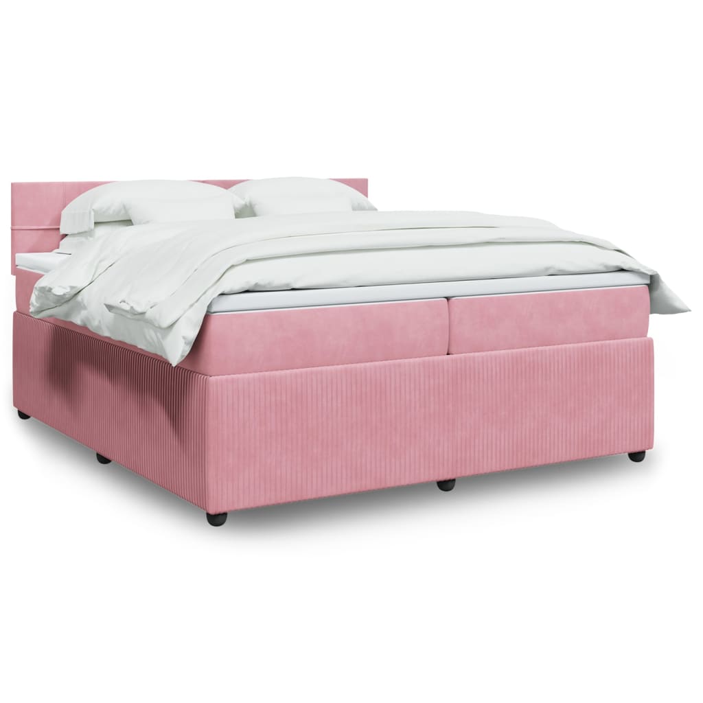 vidaXL Boxspringbett mit Matratze Rosa 200x200 cm Samt