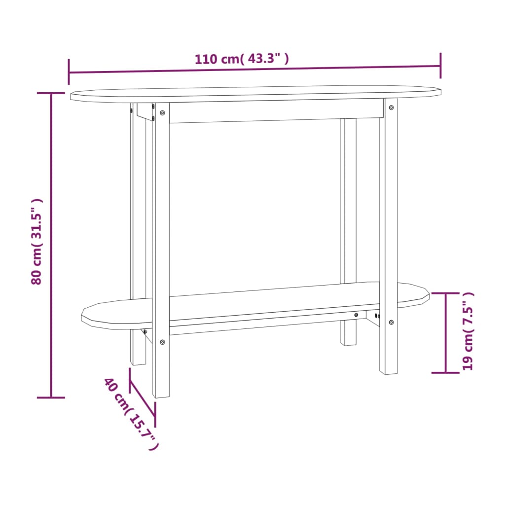 vidaXL Konsolentisch Honigbraun 110x40x80 cm Massivholz Kiefer