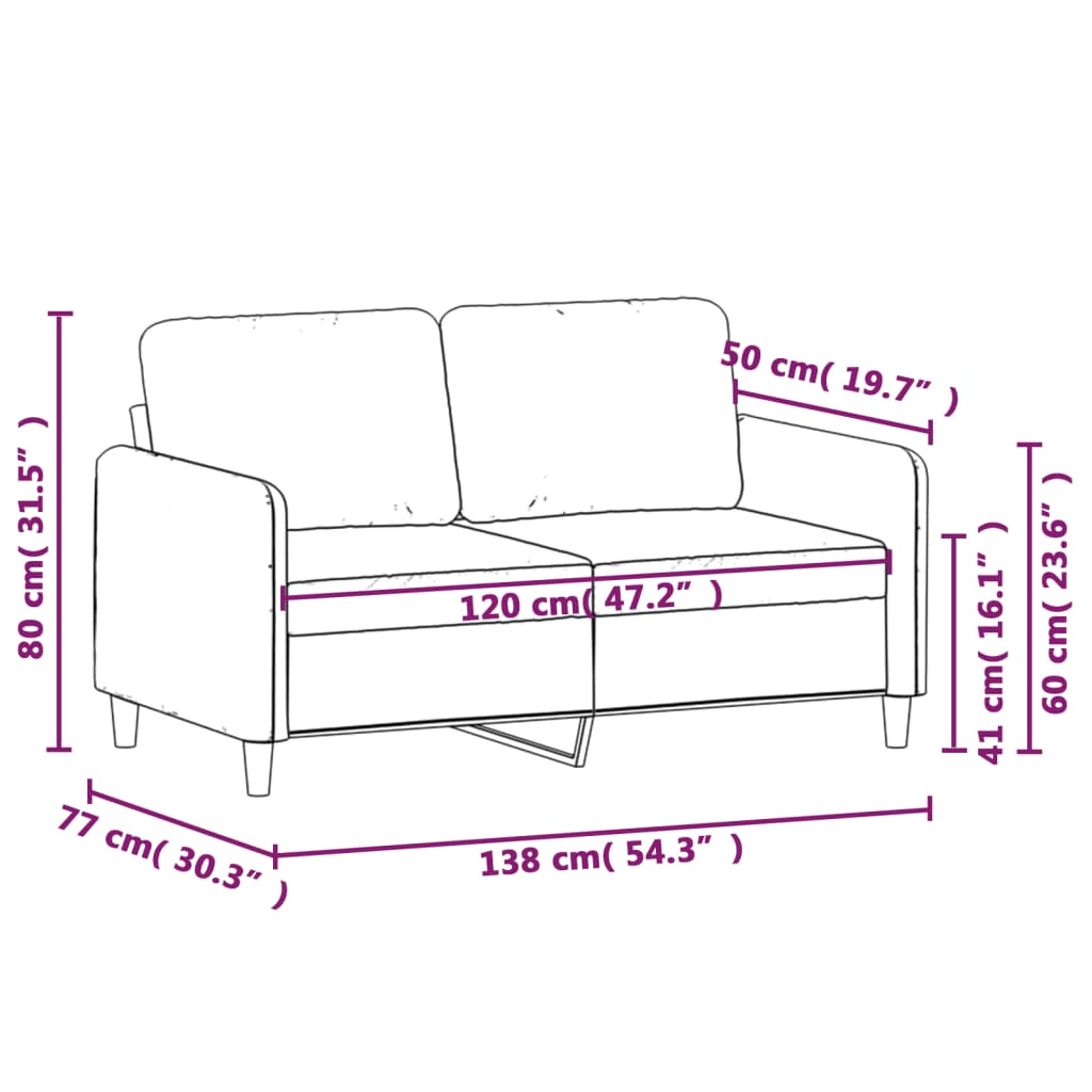 vidaXL 2-Sitzer-Sofa Schwarz 120 cm Samt