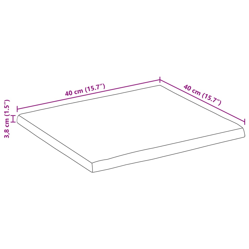 vidaXL Tischplatte mit Baumkante 40x40x3,8 cm Massivholz Mango