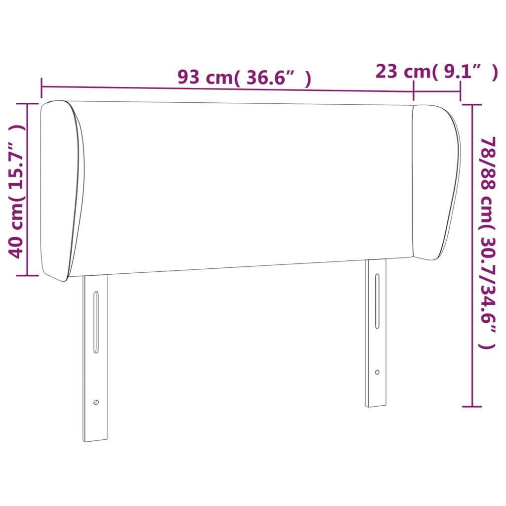 vidaXL Kopfteil mit Ohren Hellgrau 93x23x78/88 cm Samt