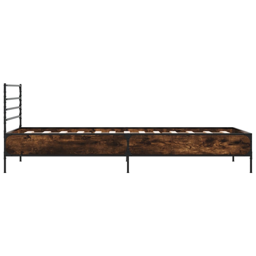 vidaXL Bettgestell Räuchereiche 100x200 cm Holzwerkstoff und Metall