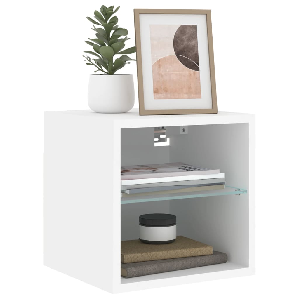 vidaXL TV-Wandschrank mit LED-Leuchten Weiß 30x28,5x30 cm