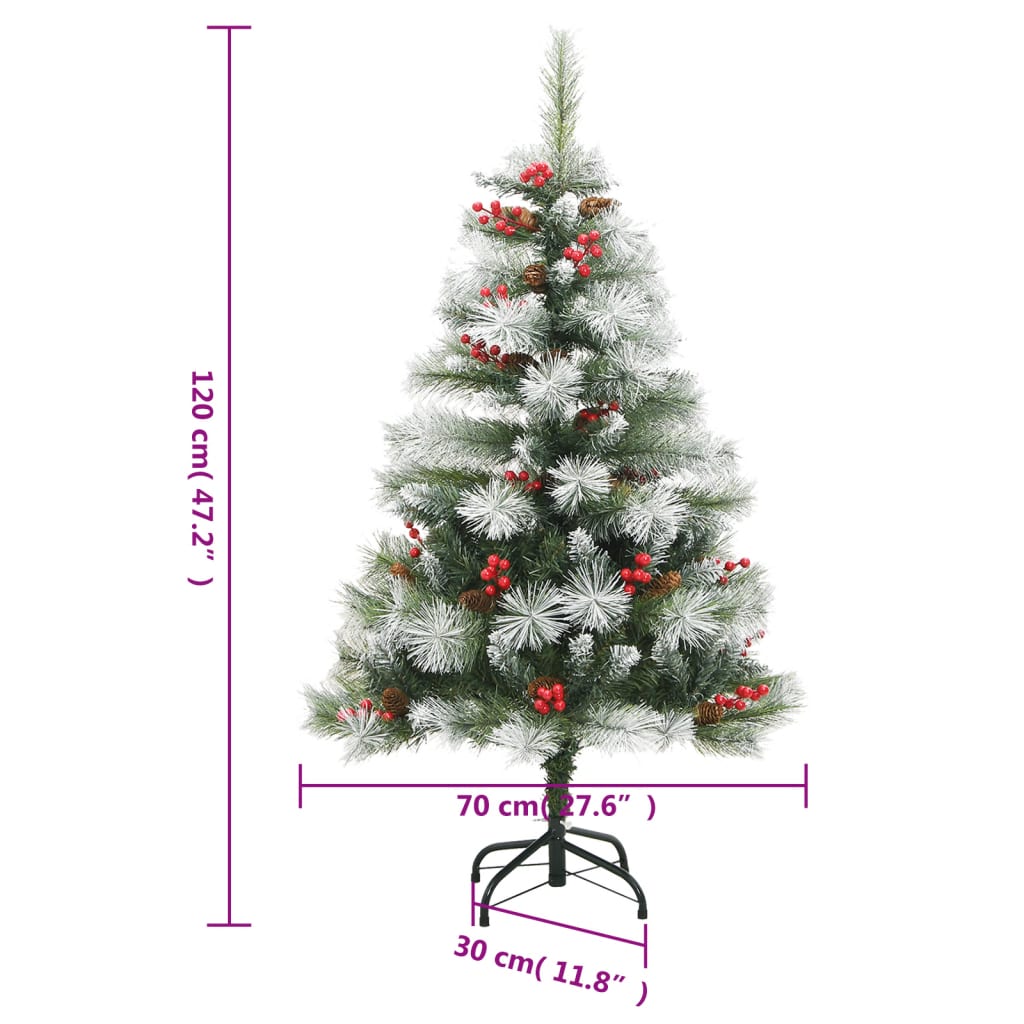 vidaXL Künstlicher Weihnachtsbaum Klappbar mit Zapfen & Beeren 120 cm