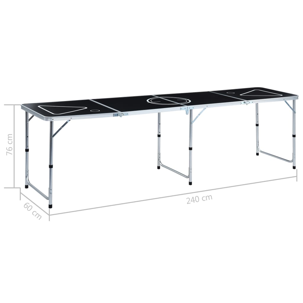 vidaXL Klappbarer Bier-Pong-Tisch 240 cm Schwarz