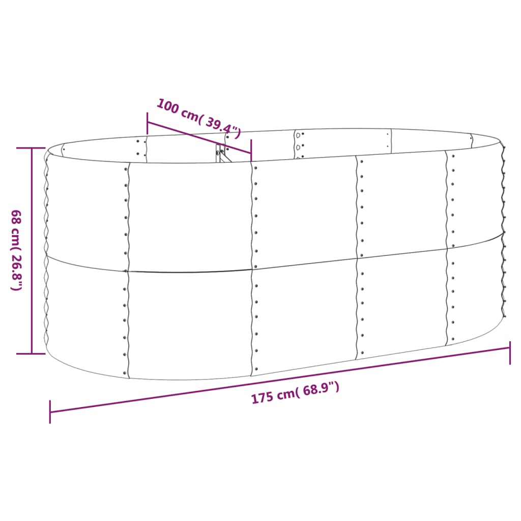 vidaXL Hochbeet Pulverbeschichteter Stahl 175x100x68 cm Silbern