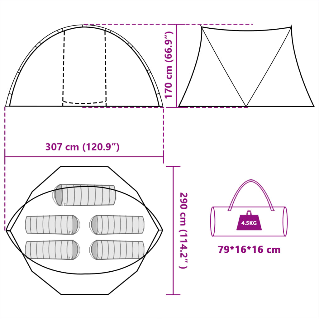 vidaXL Angelzelt 5 Personen Tarnmuster Wasserdicht