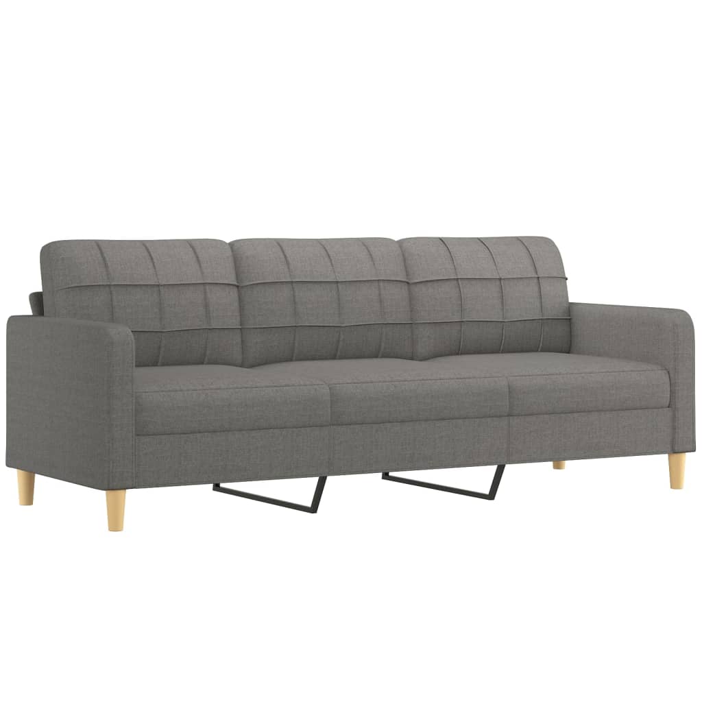 vidaXL 3-Sitzer-Sofa mit Kissen Dunkelgrau 210 cm Stoff