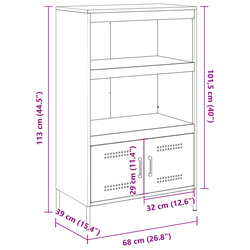 vidaXL Highboard Weiß 68x39x113 cm Stahl