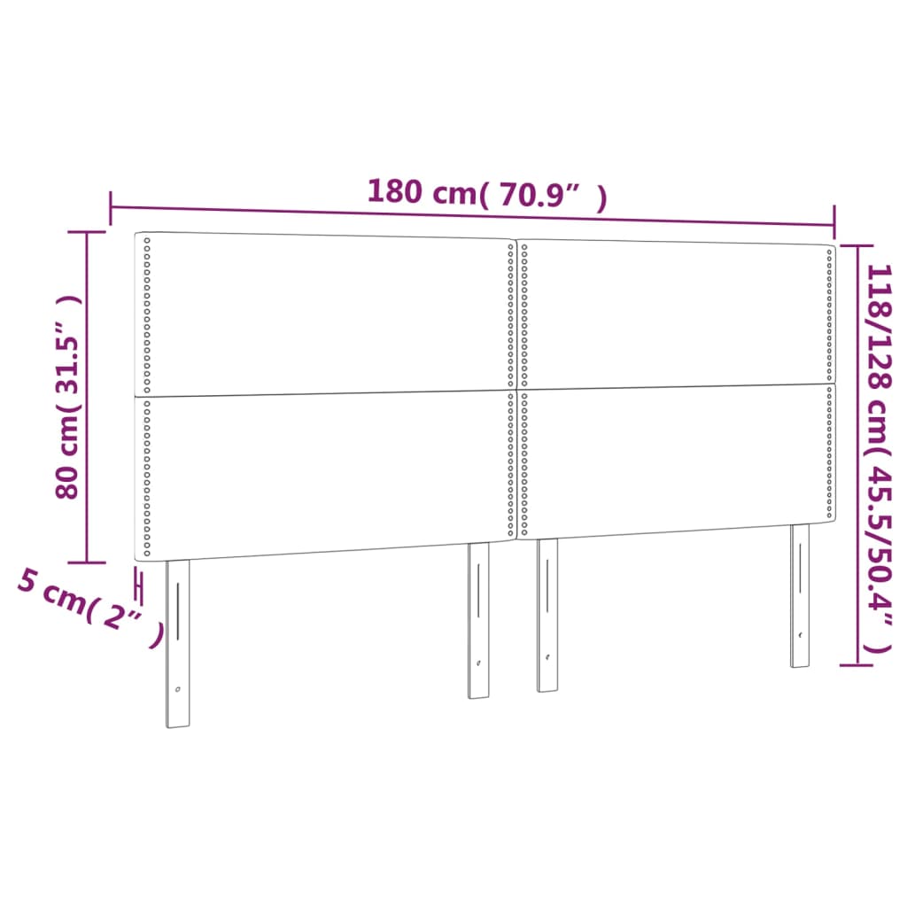 vidaXL LED Kopfteil Hellgrau 180x5x118/128 cm Samt