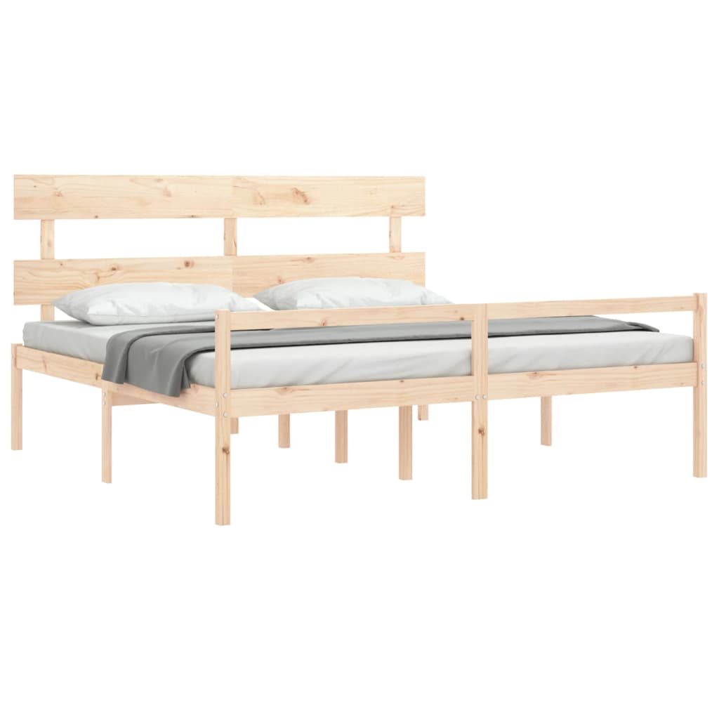 vidaXL Seniorenbett mit Kopfteil Super Kingsize Massivholz