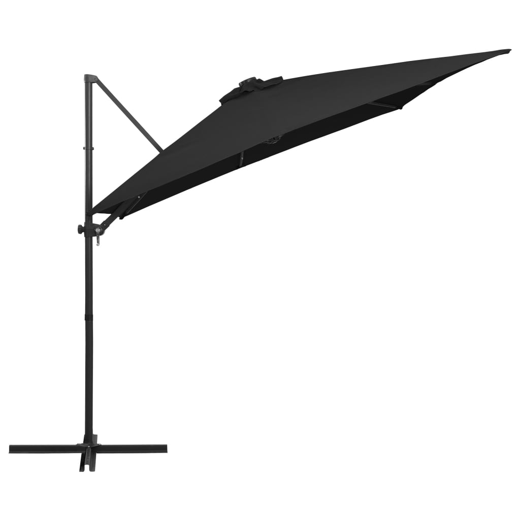 vidaXL Ampelschirm mit LED-Beleuchtung Stahl-Mast 250x250 cm Schwarz