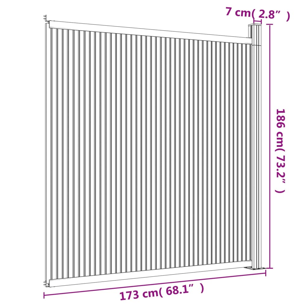 vidaXL Zaunelement Grau 173x186 cm WPC