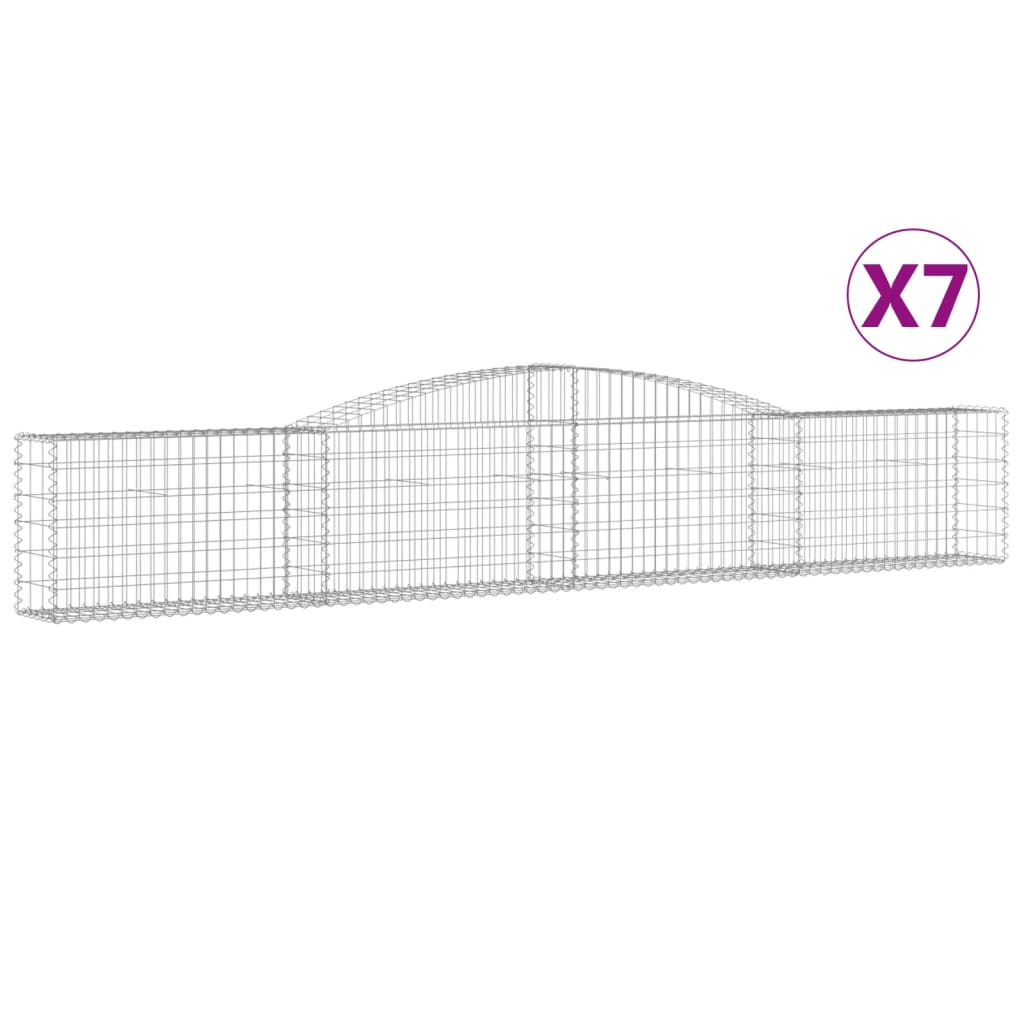 vidaXL Gabionen mit Hochbogen 7 Stk. 400x30x60/80 cm Verzinktes Eisen