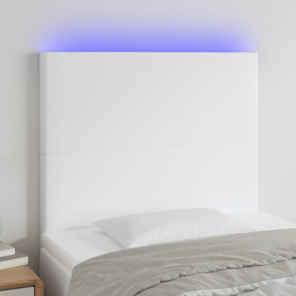 vidaXL LED Kopfteil Weiß 100x5x118/128 cm Kunstleder