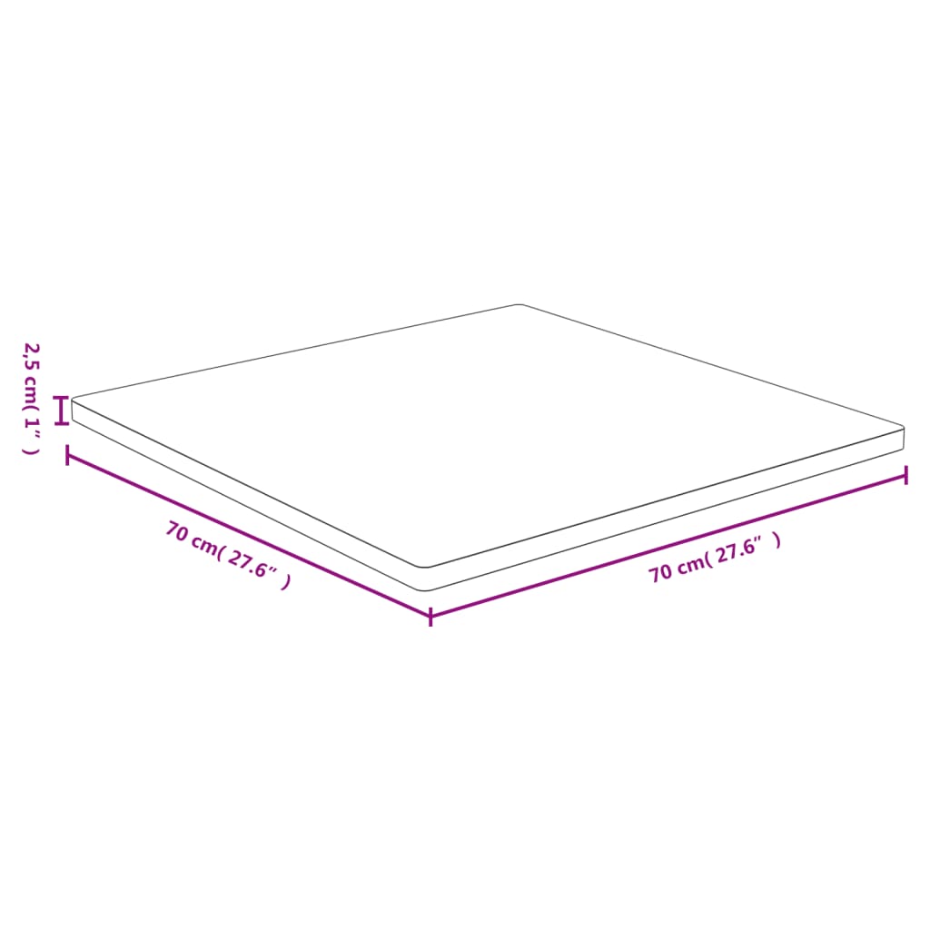 vidaXL Tischplatte 70x70x2,5 cm Bambus