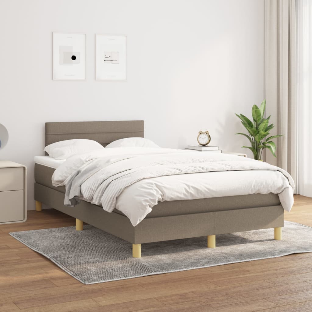 vidaXL Boxspringbett mit Matratze Taupe 120x200 cm Stoff