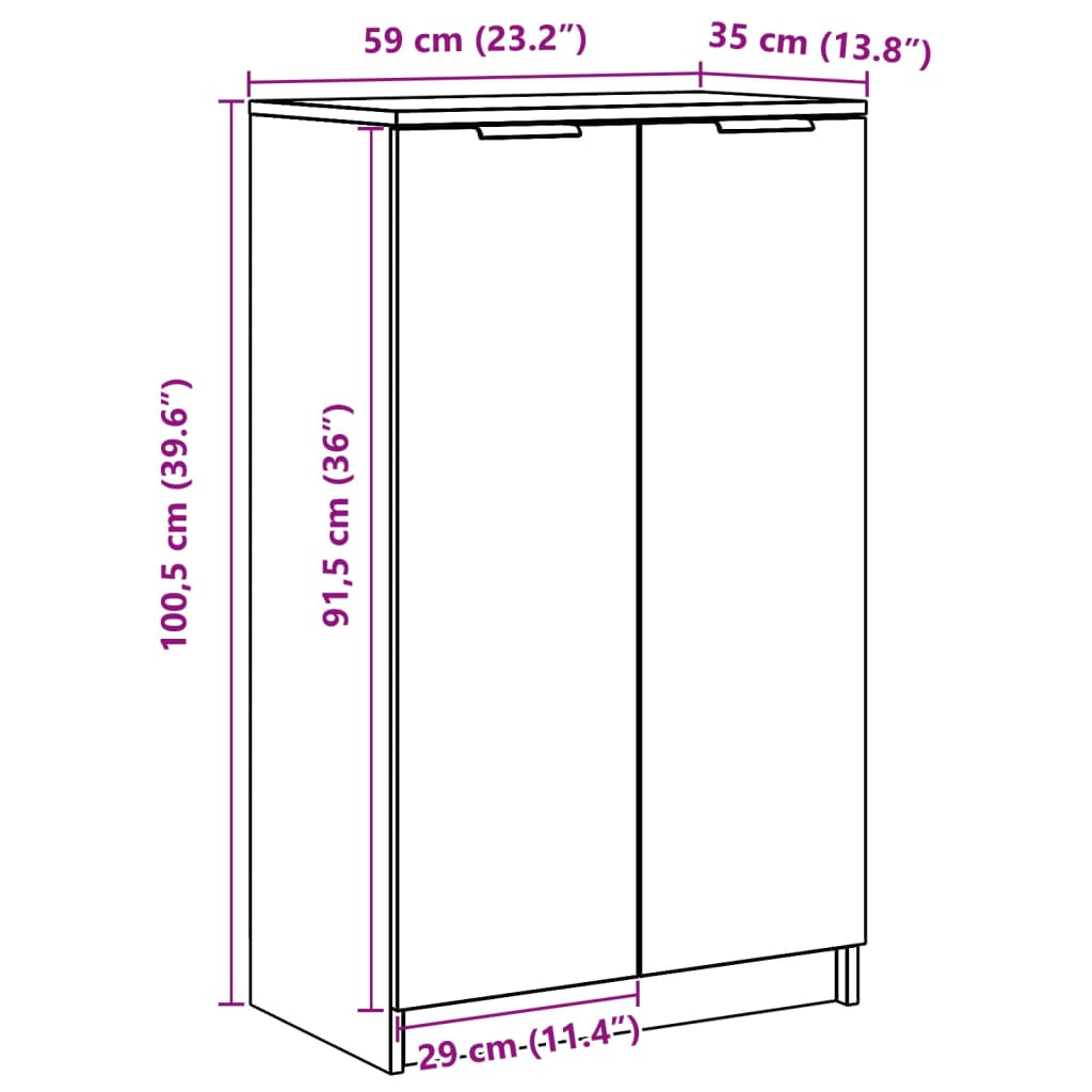 vidaXL Schuhschrank Weiß 59x35x100 cm Holzwerkstoff