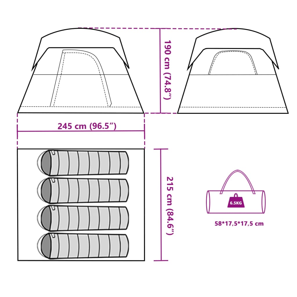 vidaXL Campingzelt 4 Personen Orange Wasserdicht