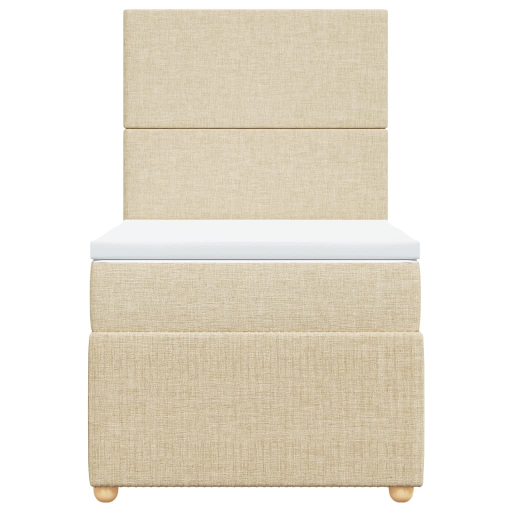 vidaXL Boxspringbett mit Matratze Creme 100x200 cm Stoff