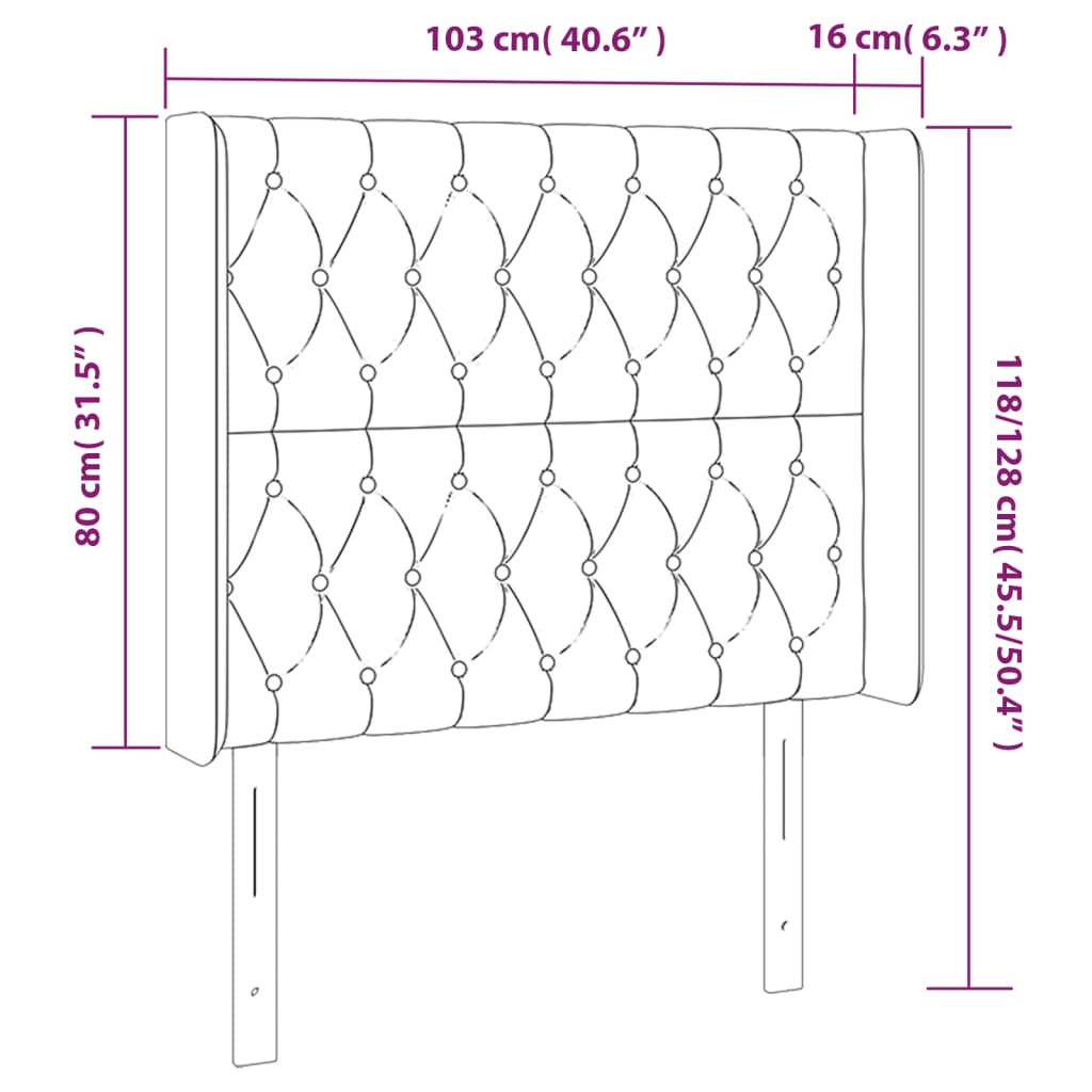 vidaXL LED Kopfteil Rosa 103x16x118/128 cm Samt