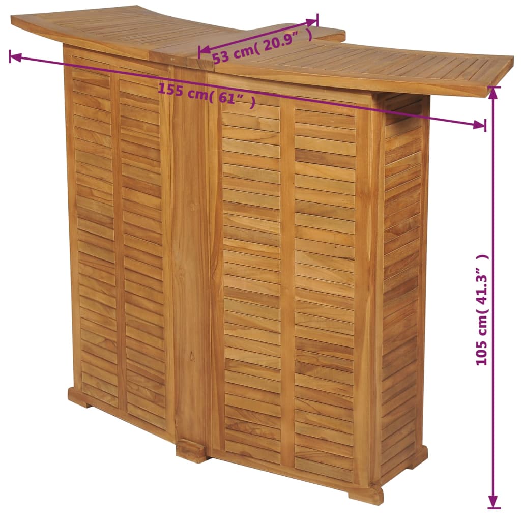 vidaXL Klappbarer Bartisch 155x53x105 cm Teak Massiv