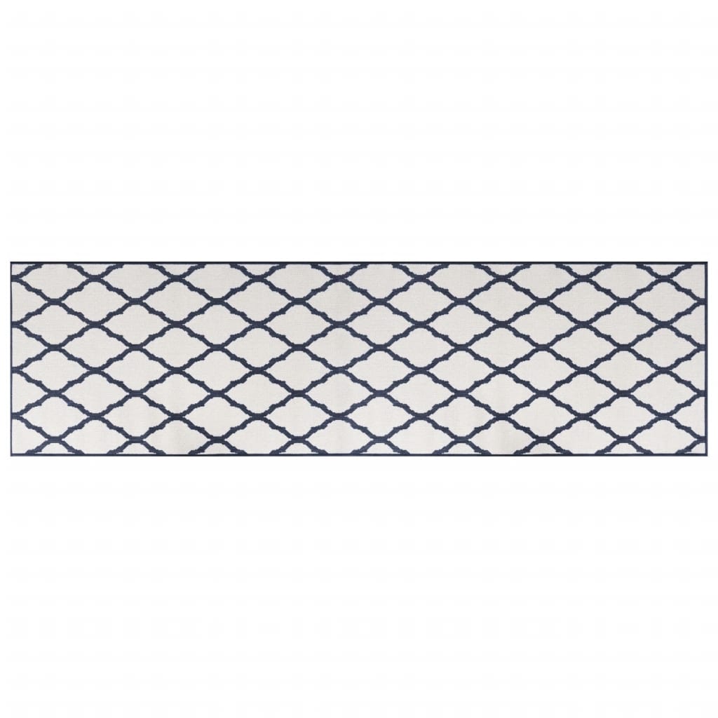 vidaXL Outdoor-Teppich Marineblau Weiß 80x250 cm Beidseitig Nutzbar