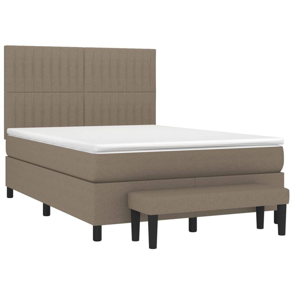 vidaXL Boxspringbett mit Matratze Taupe 140x190 cm Stoff