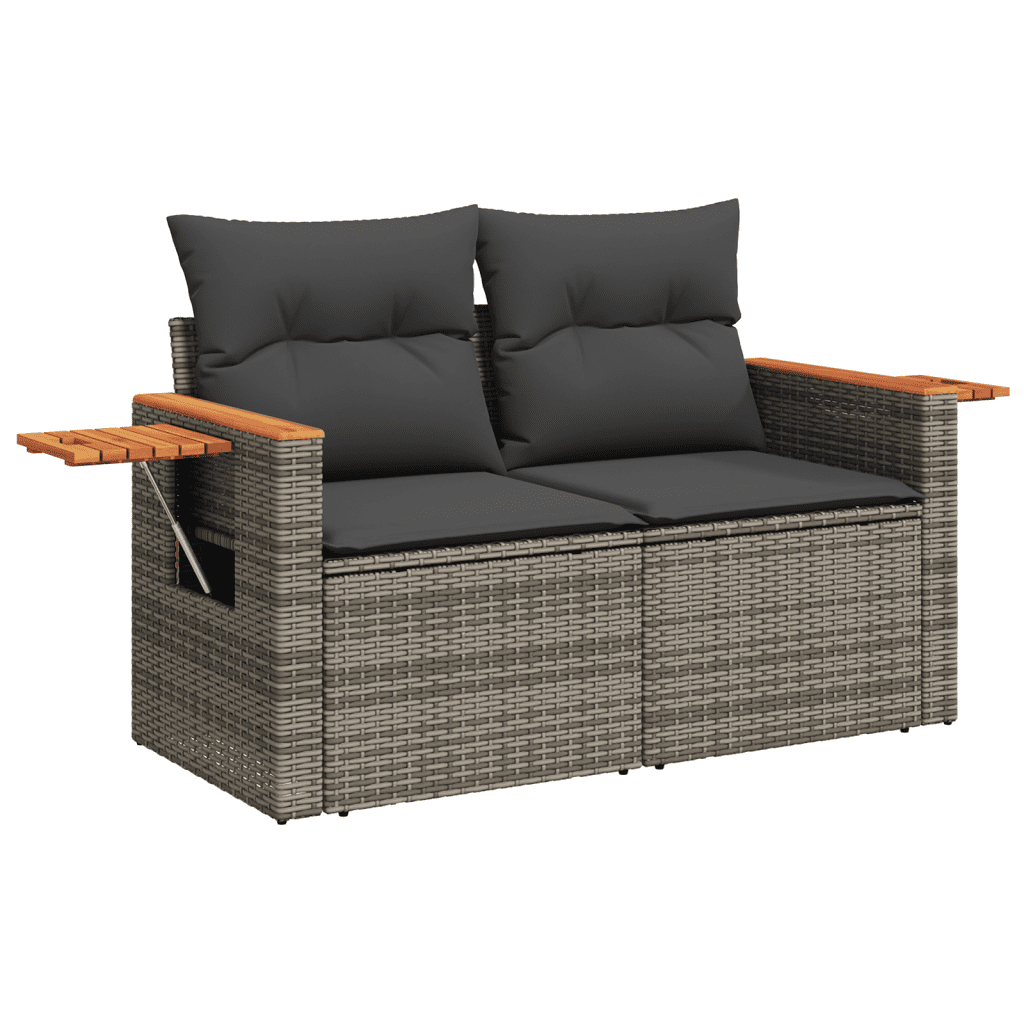 vidaXL 8-tlg. Garten-Sofagarnitur mit Kissen Grau Poly Rattan