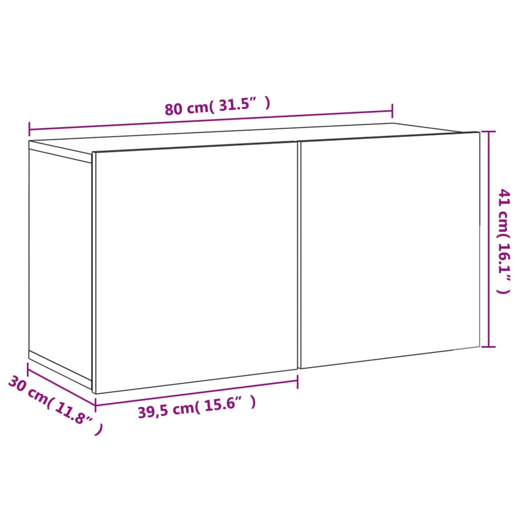 vidaXL TV-Wandschrank Grau Sonoma 80x30x41 cm