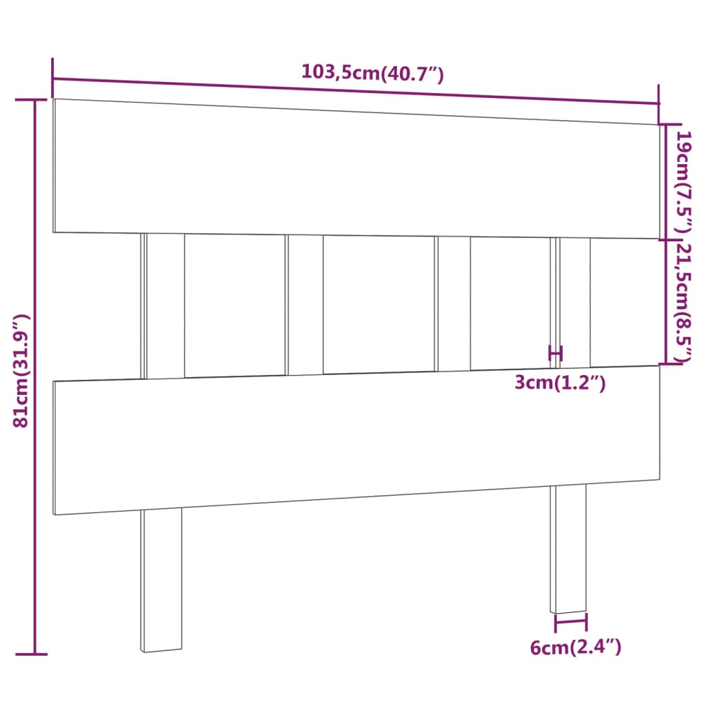 vidaXL Kopfteil Honigbraun 103,5x3x81 cm Massivholz Kiefer