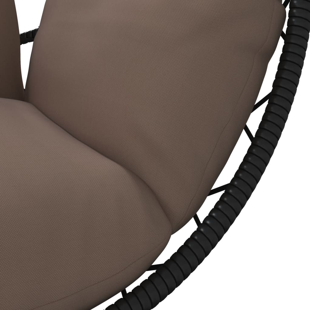 vidaXL Hängesessel Ei-Design mit Ständer Taupe Rattan und Stahl