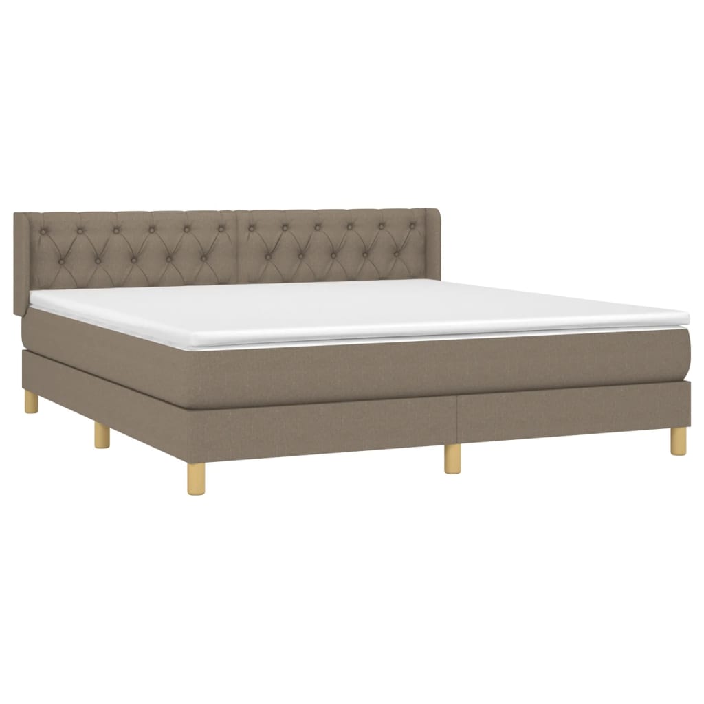 vidaXL Boxspringbett mit Matratze Taupe 160x200 cm Stoff