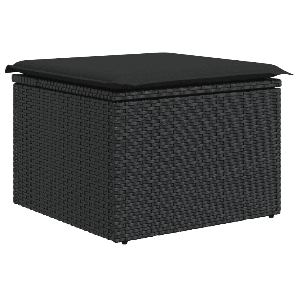 vidaXL 9-tlg. Garten-Sofagarnitur mit Kissen Schwarz Poly Rattan