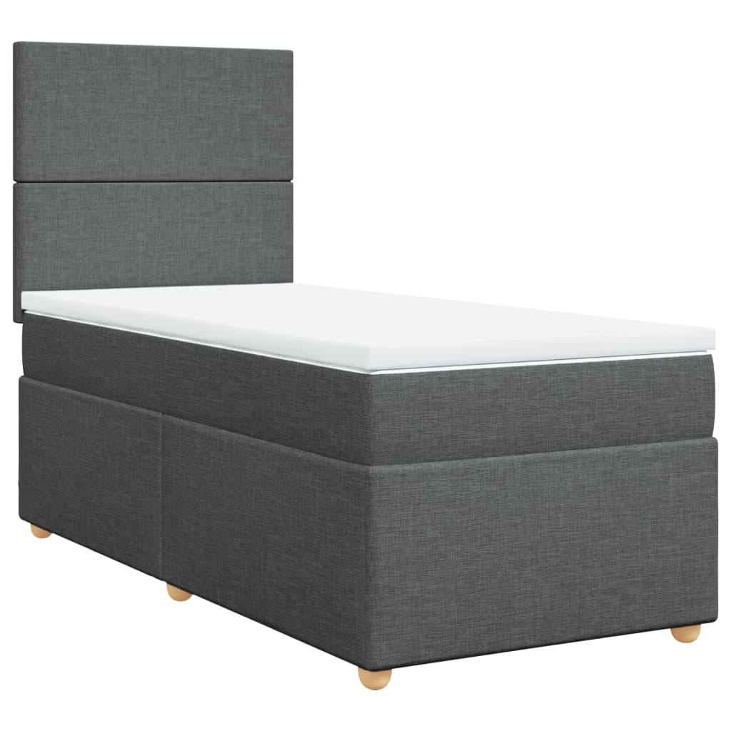 vidaXL Boxspringbett mit Matratze Dunkelgrau 80x200 cm Stoff